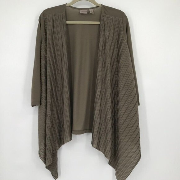 Chico’s 1 women's Easywear Jacket Open Cardigan Size medium Brown pleated knit - Picture 1 of 5